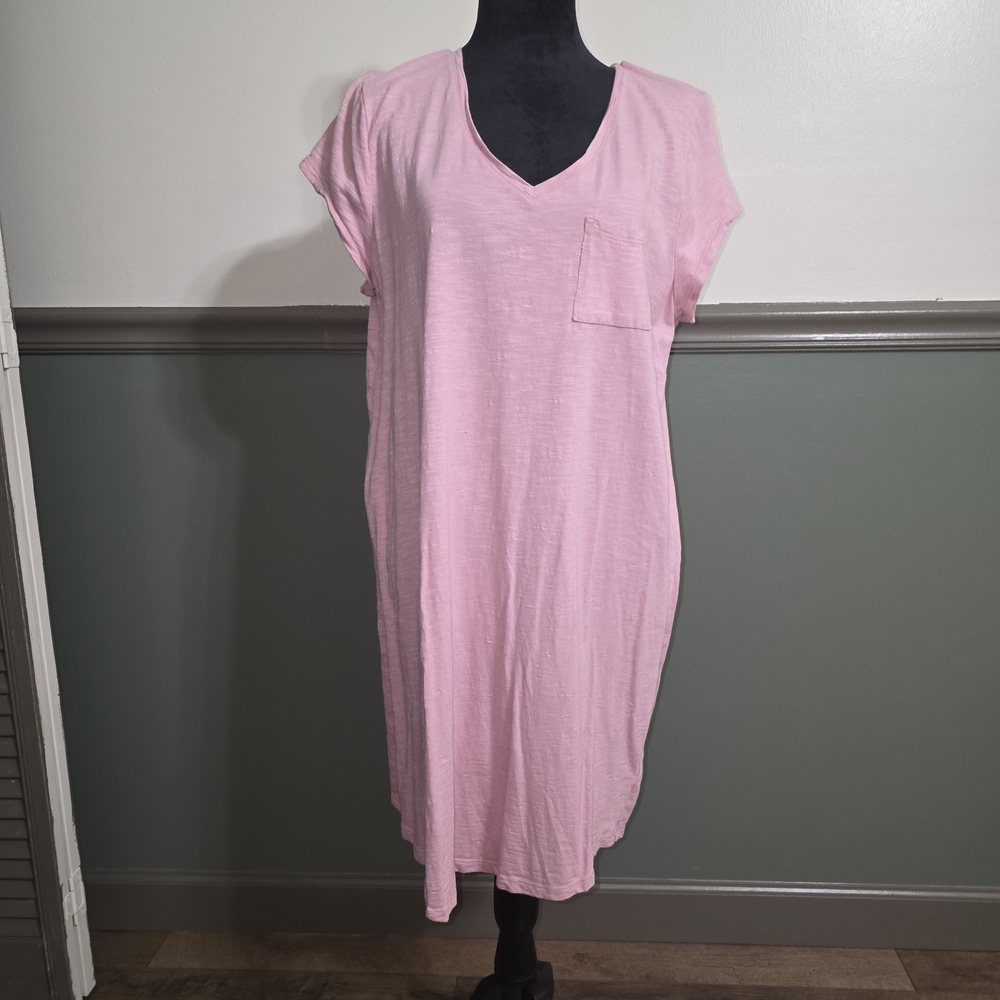 BOGO GAP Women's Pink V-Neck T-shirt dress w/Pocket Size XL EUC/LIKE NEW!